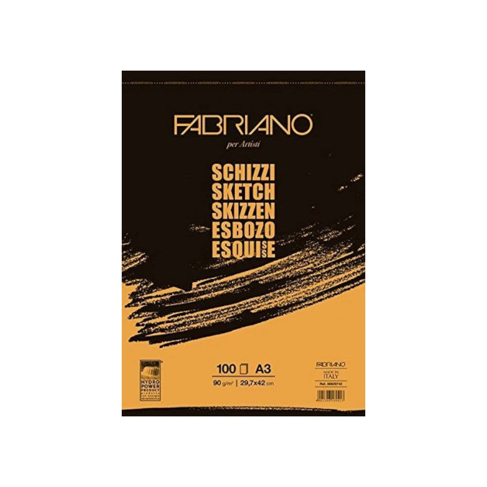 Fabriano Artists' Sketch Block - 90 GSM Pale Ivory, A3/A4/A5