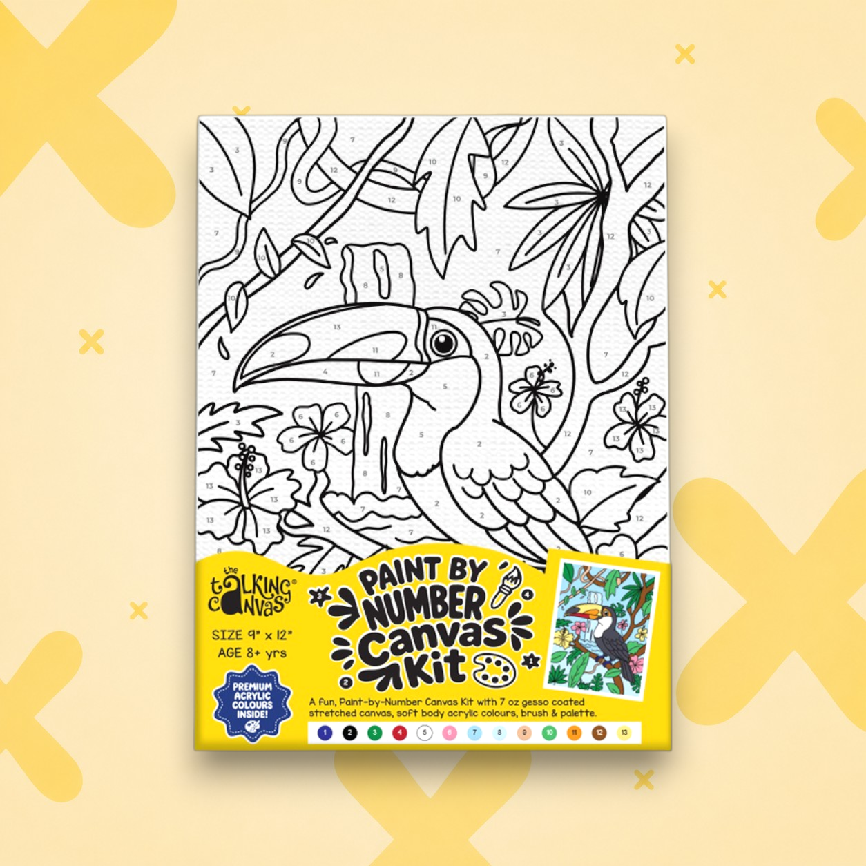 Paint by Numbers Canvas Kit for Kids 9x12 Inch - Forest Toucan - forest toucan kit 9x12 apolix front