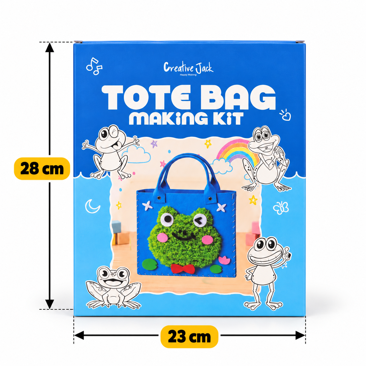 DIY Felt Tote Bag Making Kit for Kids - frog tote bag making kit dimension
