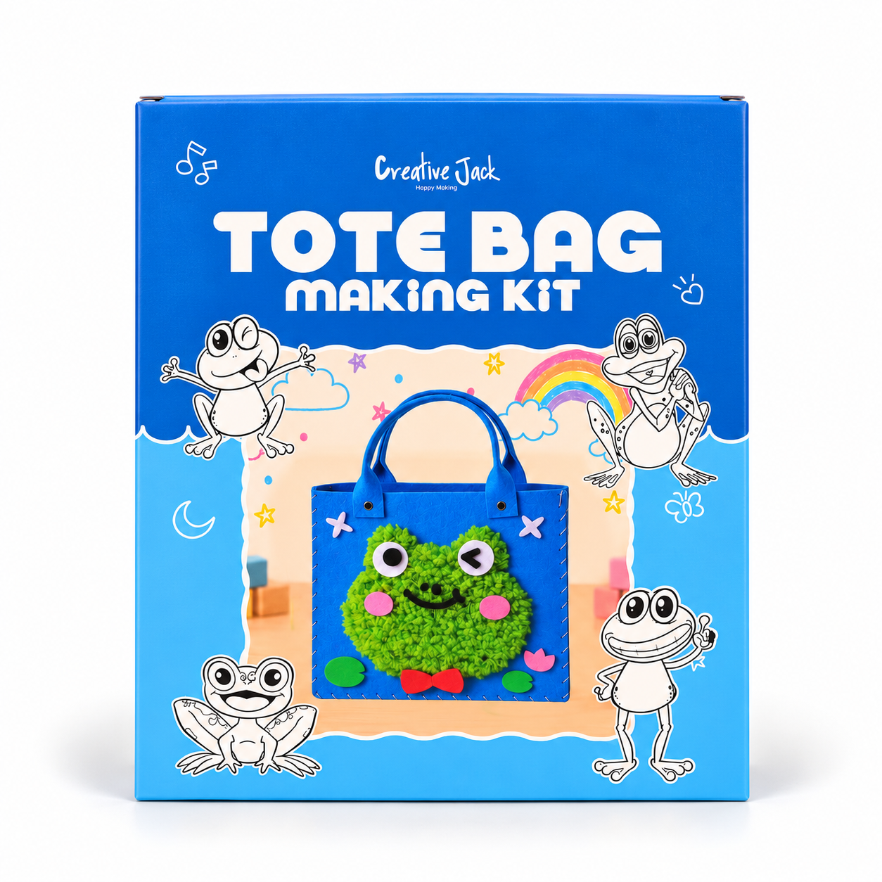 DIY Felt Tote Bag Making Kit for Kids - Frog - frog tote bag making kit front
