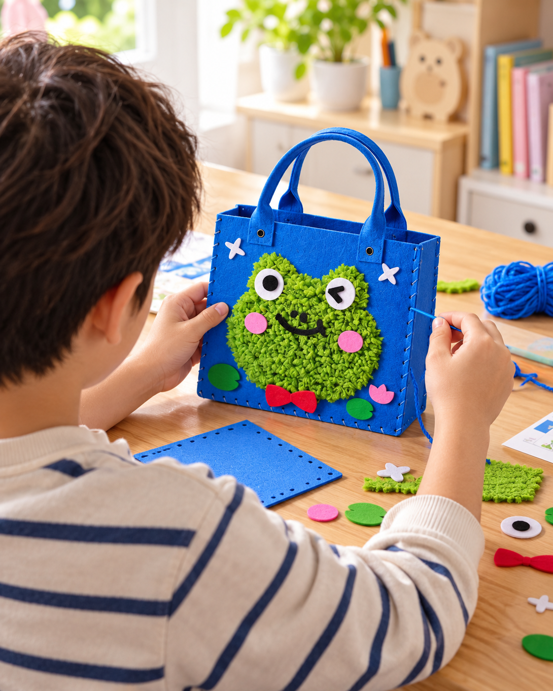 DIY Felt Tote Bag Making Kit for Kids - frog tote bag making kit lifestyle