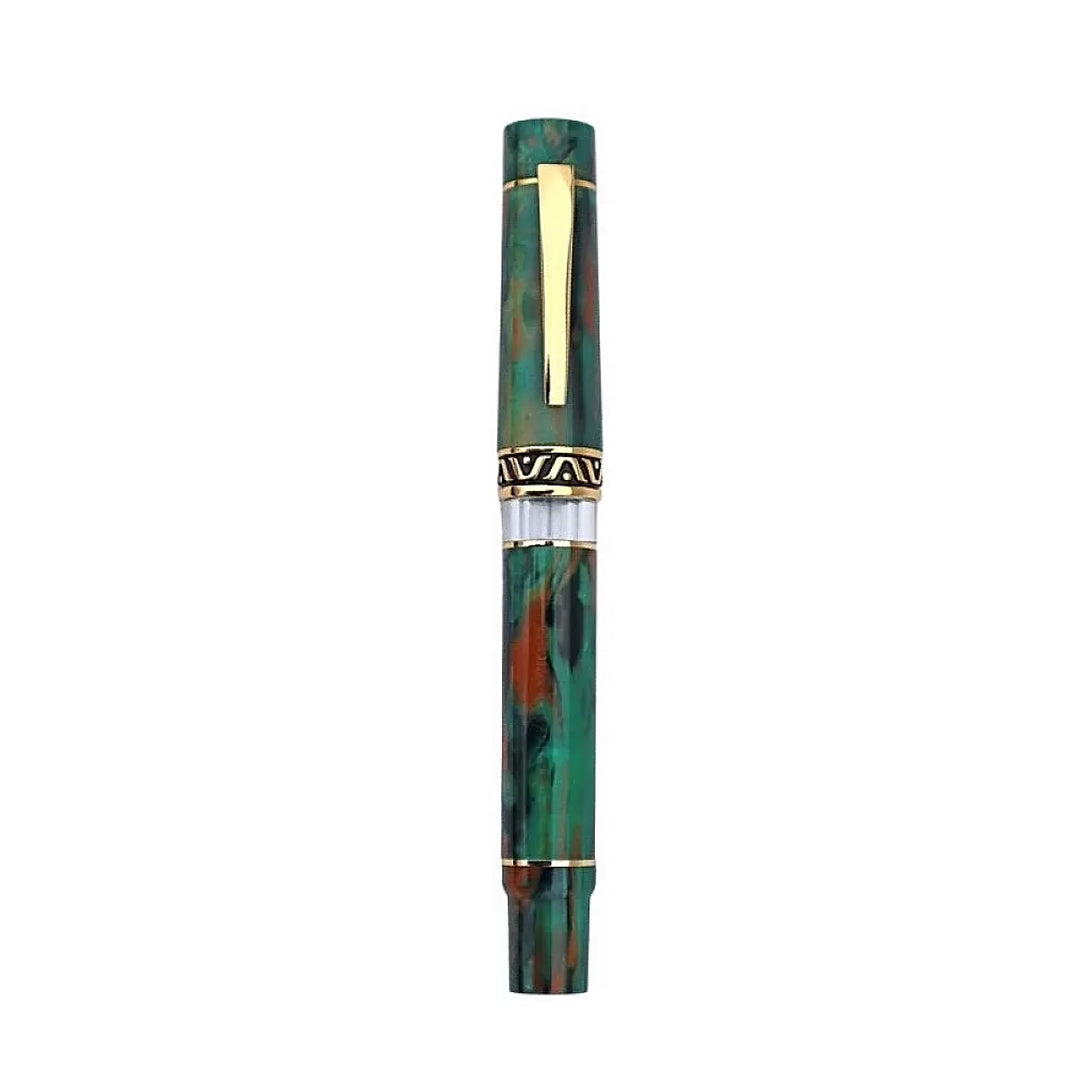 Gioia | Fountain Pen | Aragona Green | Marbled | Gold Trims | Medium Nib Gioia