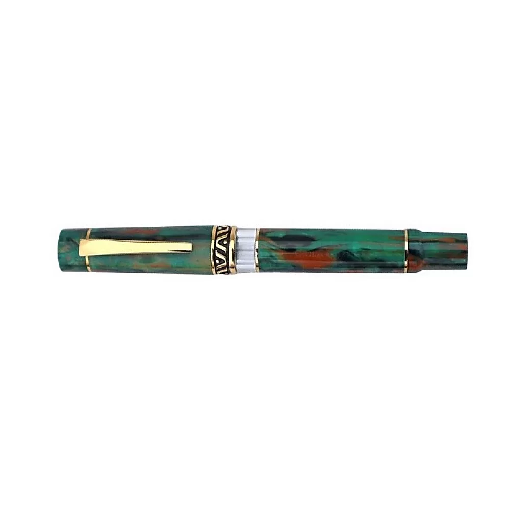 Gioia | Fountain Pen | Aragona Green | Marbled | Gold Trims | Medium Nib Gioia