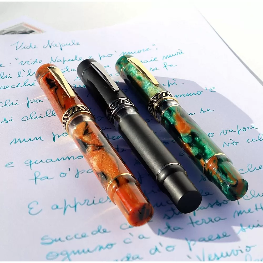 Gioia | Fountain Pen | Aragona Green | Marbled | Gold Trims | Medium Nib Gioia