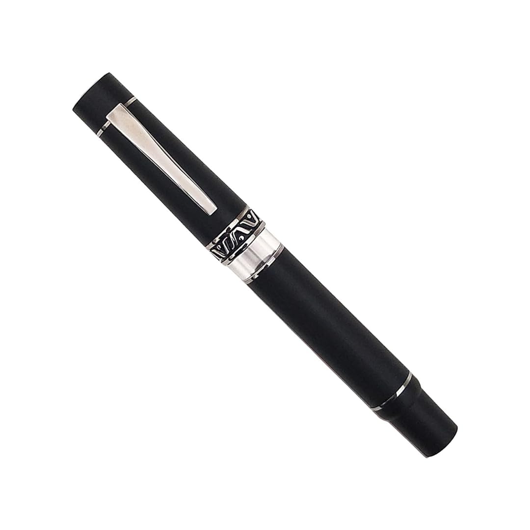 GIOIA | Medium Nib | Fountain Pen | Cenere Black Resin Barrel | Piston Filler | with Ink Window Gioia