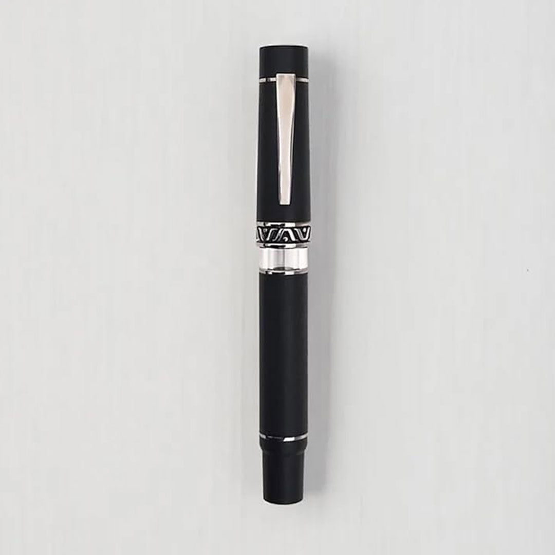 GIOIA | Medium Nib | Fountain Pen | Cenere Black Resin Barrel | Piston Filler | with Ink Window Gioia