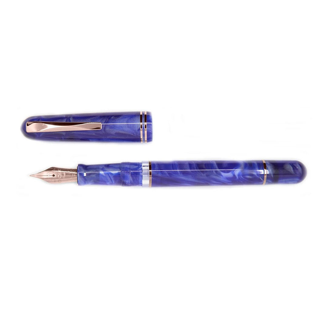 Gioia | Metis Fountain Pen | Blue Aesthetic | Rose Gold Trims | Broad Nib Gioia