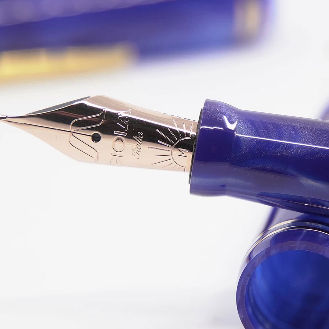 Gioia | Metis Fountain Pen | Blue Aesthetic | Rose Gold Trims | Broad Nib Gioia