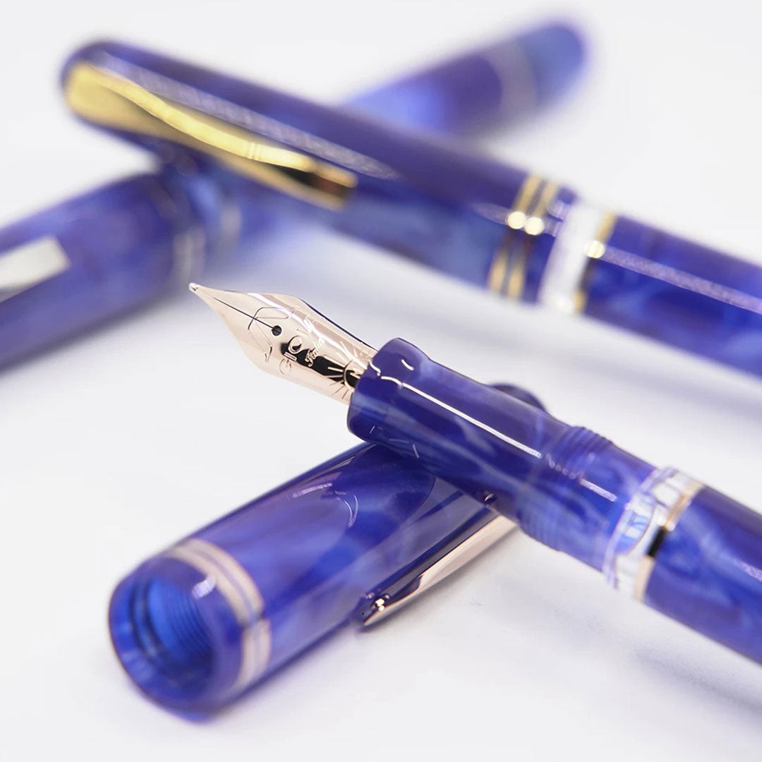 Gioia | Metis Fountain Pen | Blue Aesthetic | Rose Gold Trims | Broad Nib Gioia
