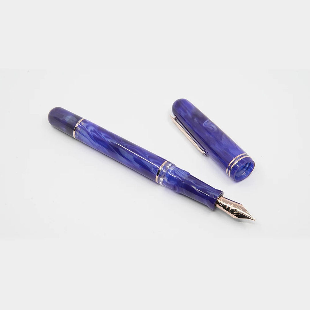 Gioia | Metis Fountain Pen | Blue Aesthetic | Rose Gold Trims | Broad Nib Gioia