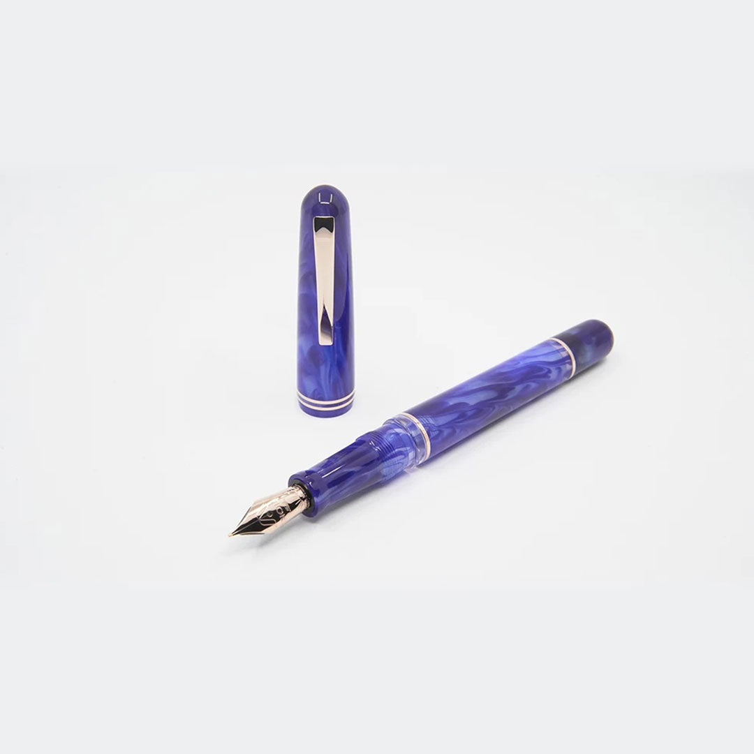 Gioia | Metis Fountain Pen | Blue Aesthetic | Rose Gold Trims | Broad Nib Gioia