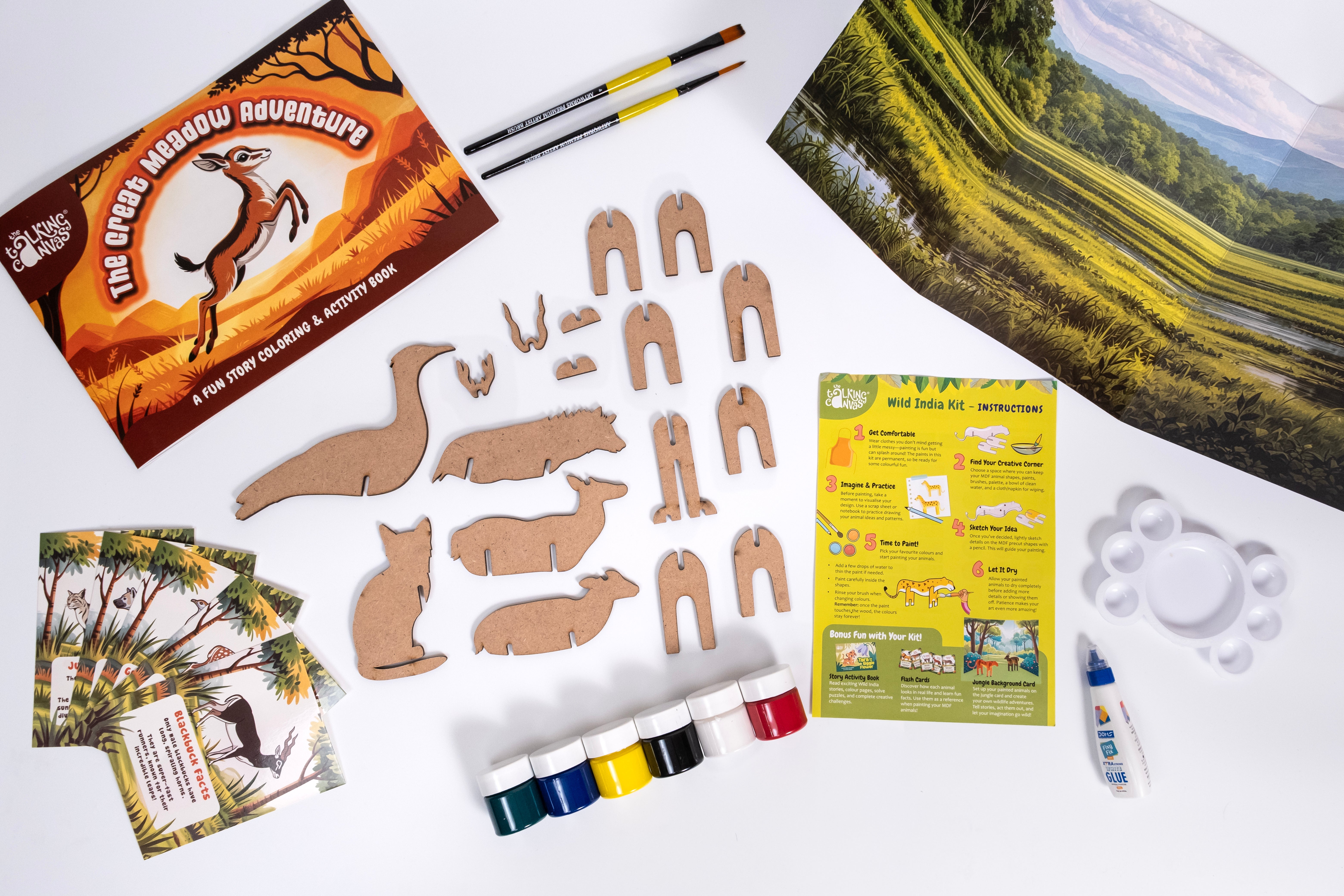 Wild India DIY Activity Kit for Kids - grassland gallopers open