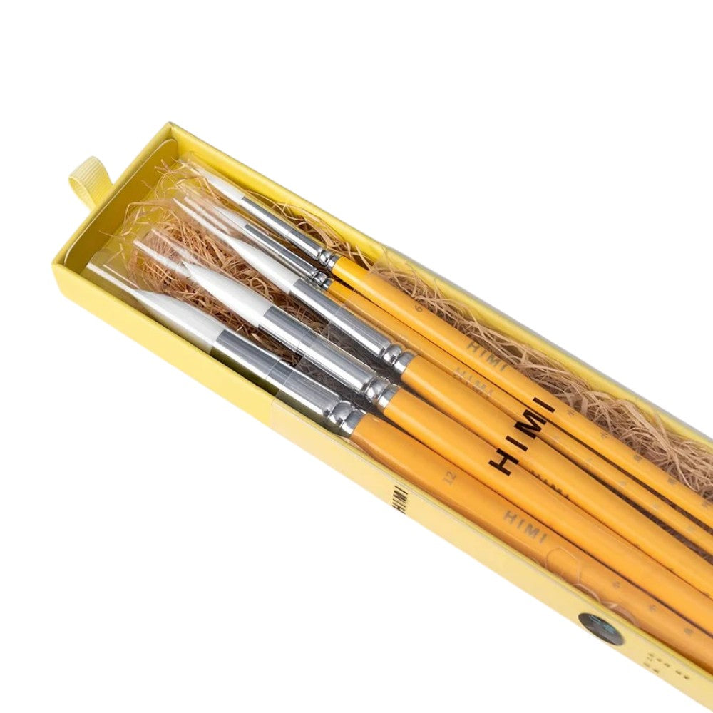 HIMI Little Bird Round Brush Set - 5 pcs - Yellow - Side View