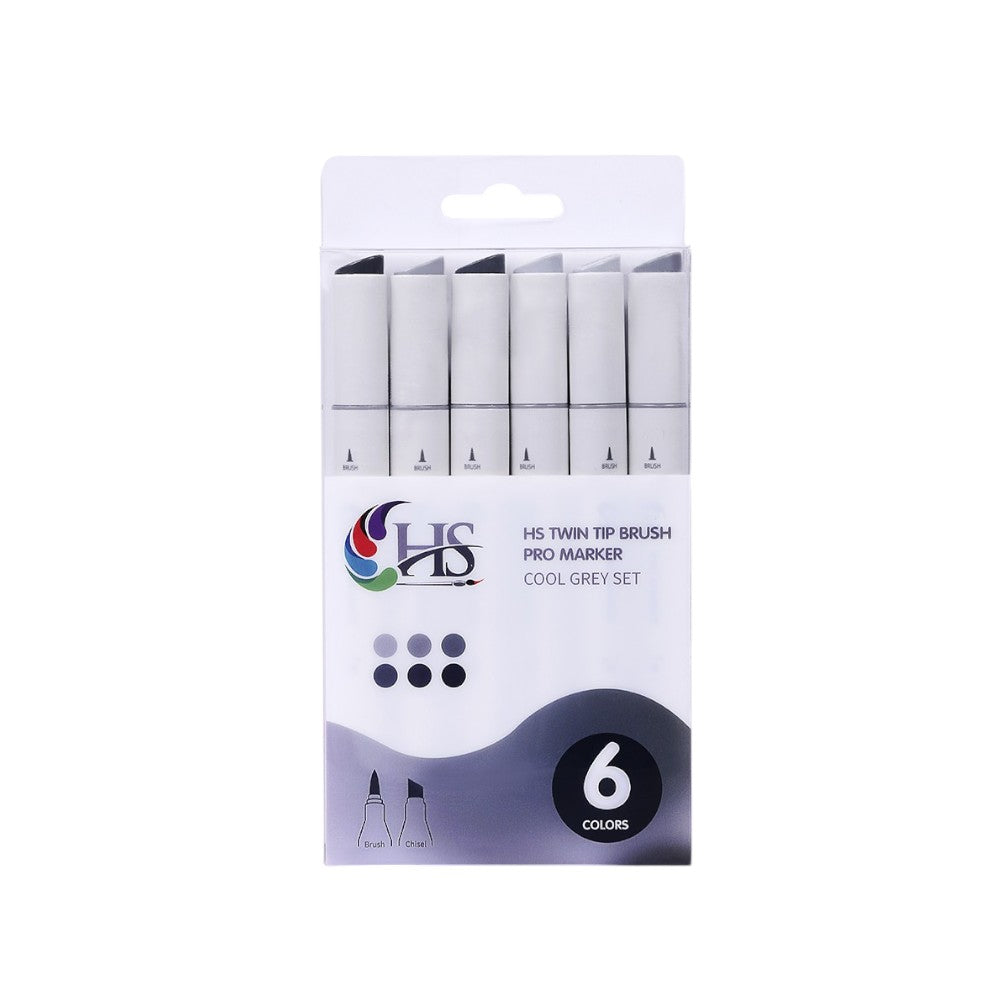 HS Twin Tip Brush Pro Markers - Set of 6 (Pick Your Shades)