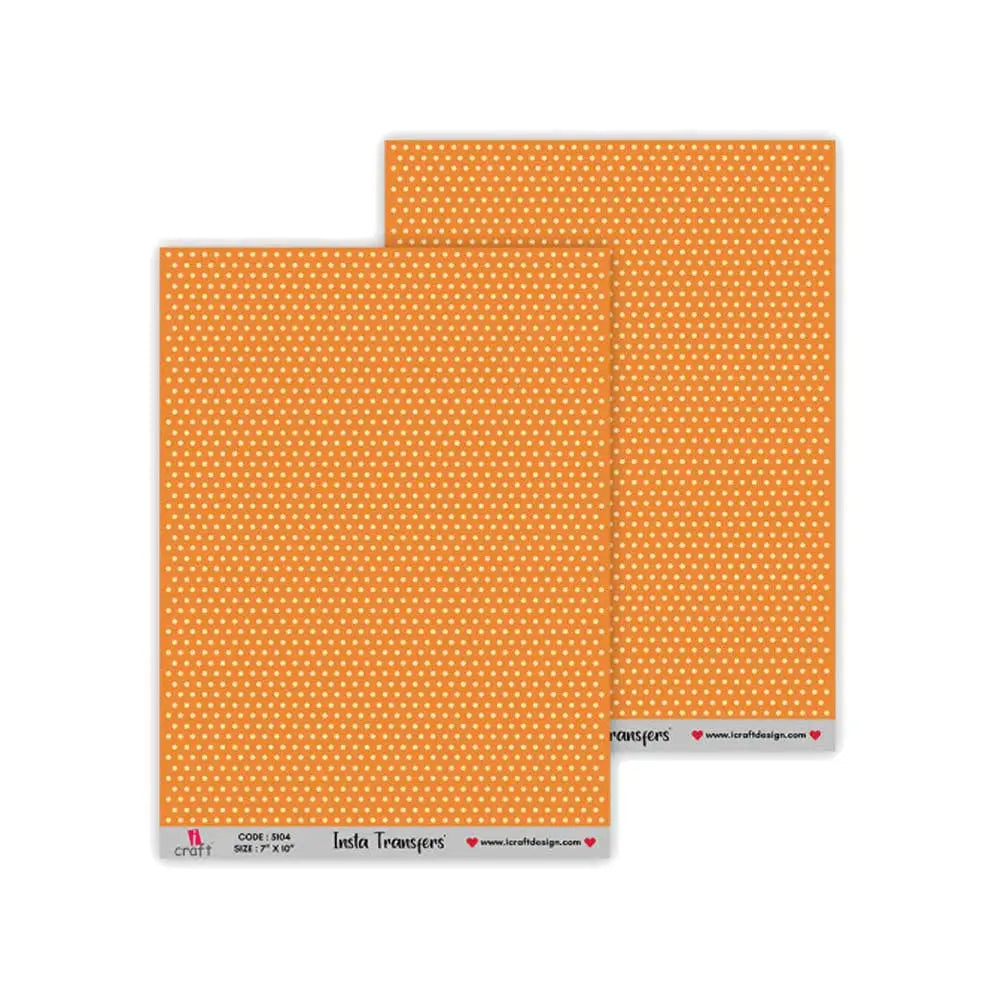 iCraft Insta Transfers Sheet Orange Background with Yellow Pattern - 7X10 - IT 5104 iCraft