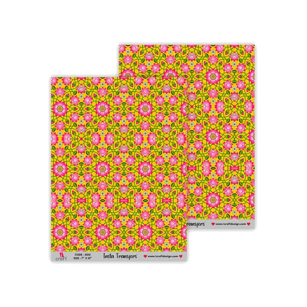 iCraft Insta Transfers Sheet Yellow Background with Lotus - 7X10 - IT 5100 iCraft