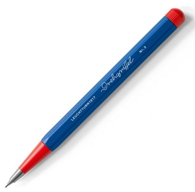 LEUCHTTURM1917 0.7mm Mechanical Clutch Pencil | Graphite HB Lead | Drehgriffel No. 2 | Bauhaus Edition | Royal Blue/Red - penpencilink