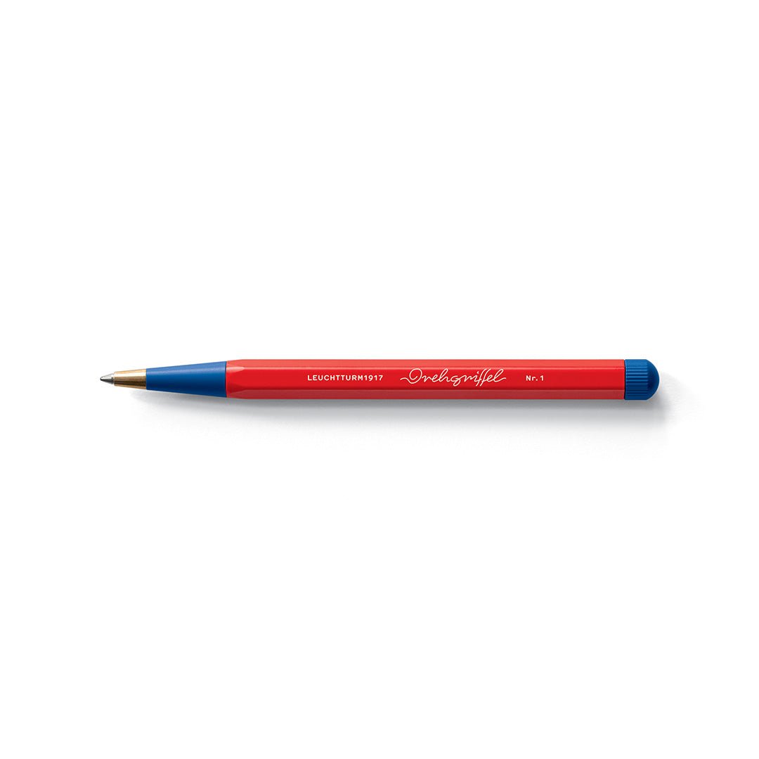 LEUCHTTURM1917 Ball Point Pen with Royal Blue Ink | Bauhaus Edition | Drehgriffel No. 1 | Red/Royal Blue | Twist Mechanism - penpencilink
