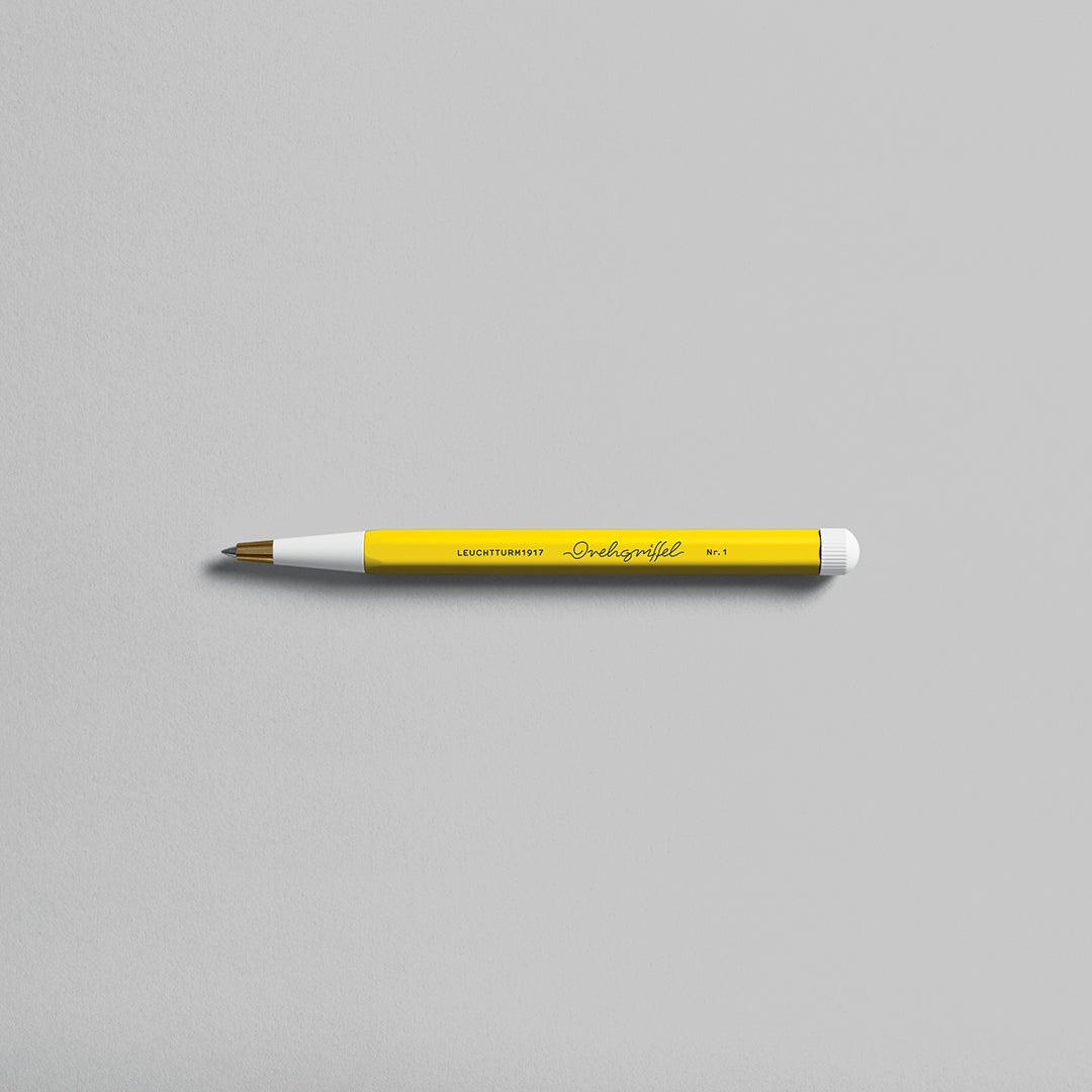 LEUCHTTURM1917 Ball Point Pen with Royal Blue Ink | Drehgriffel No. 1 | Lemon Yellow | Twist Mechanism - penpencilink