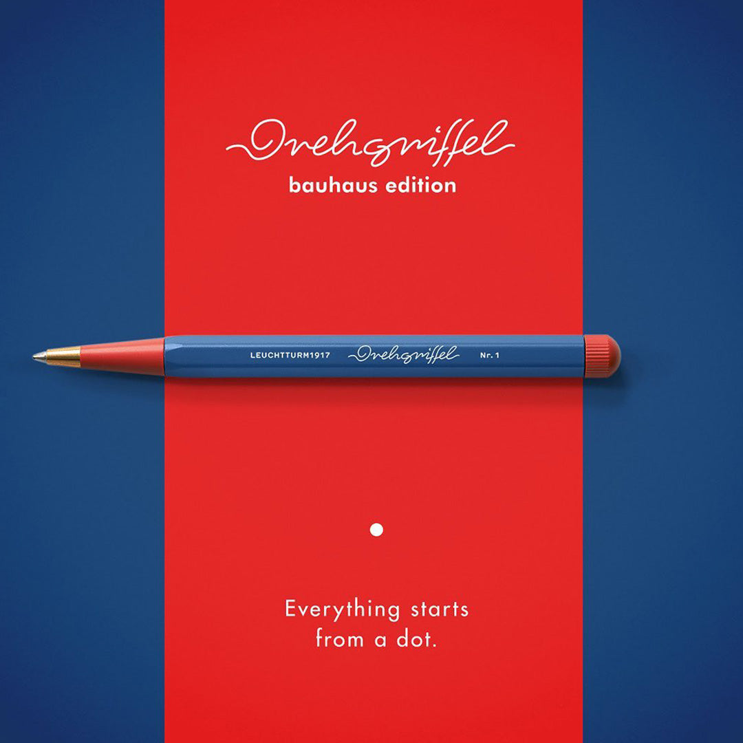 LEUCHTTURM1917 Ball Point Pen with Royal Blue Ink | Bauhaus Edition | Drehgriffel No. 1 | Royal Blue/Red | Twist Mechanism LEUCHTTURM1917