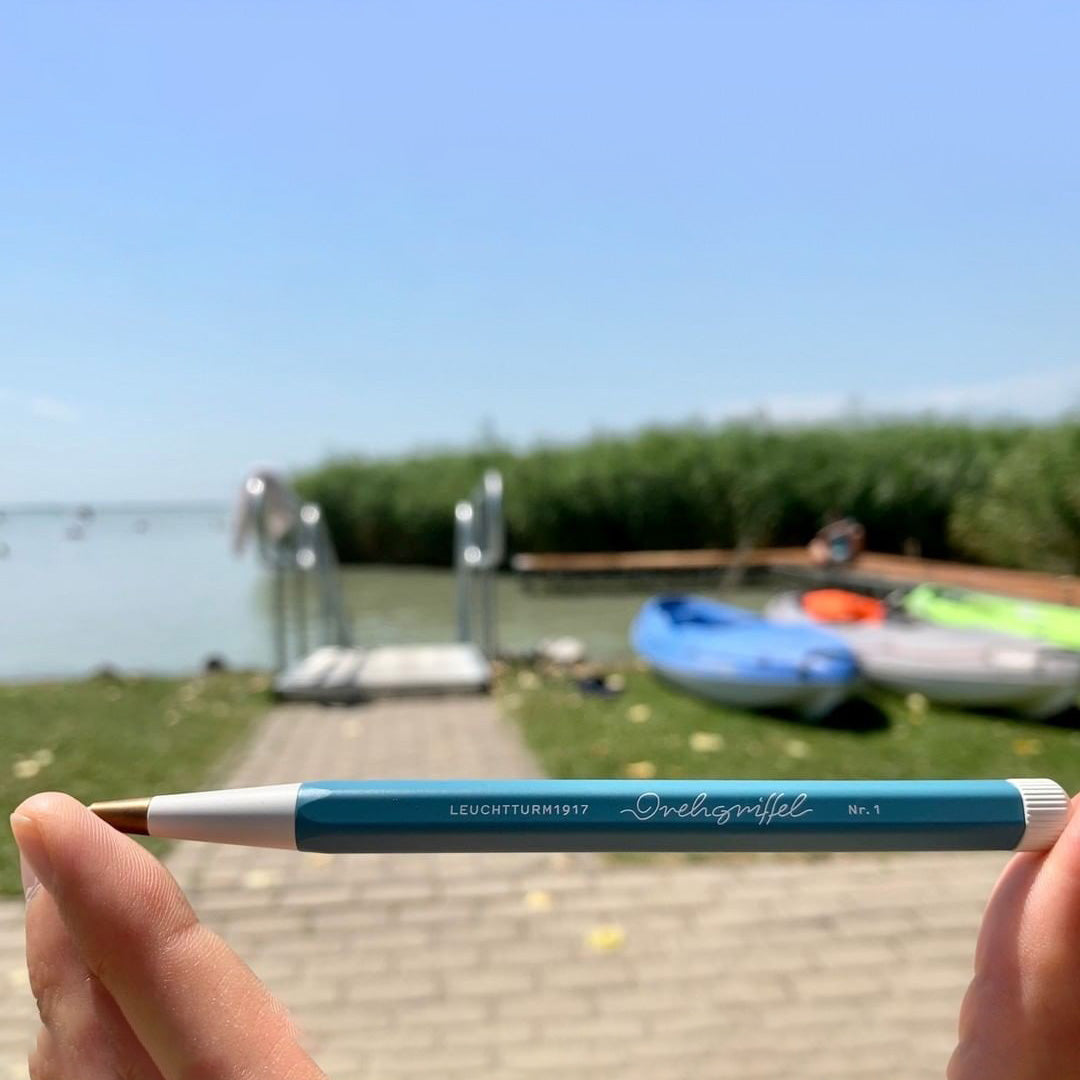 LEUCHTTURM1917 Gel Pen with Document Proof Black Ink | Drehgriffel No. 1 | Stone Blue| Twist Mechanism LEUCHTTURM1917