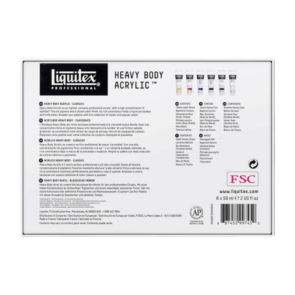 Liquitex Heavy Body Acrylic Set 59ml - Classic Shades Back Packaging