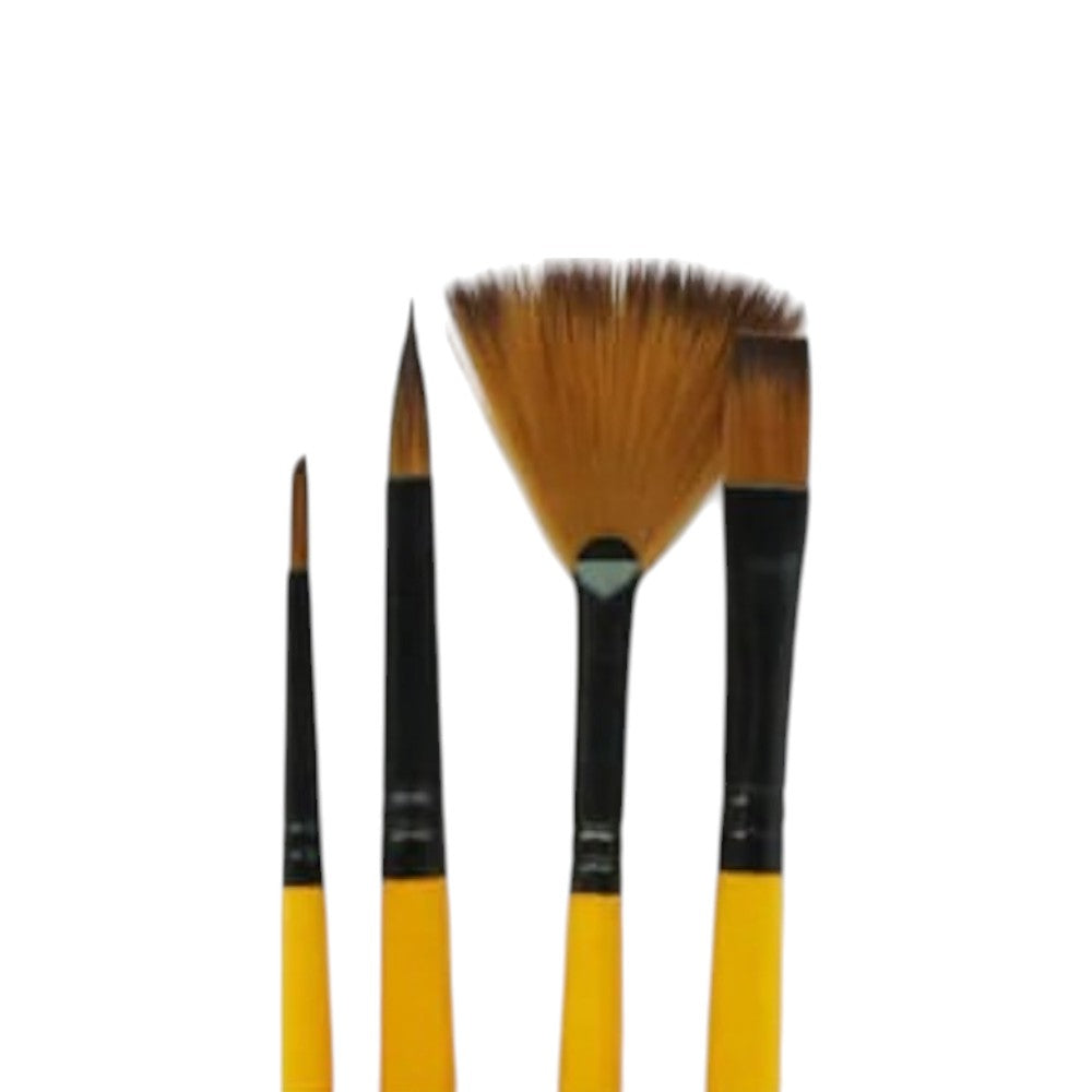 Mont Marte Acrylic Brushes Signature Set of 4 - Includes Round, Flat, Fan Brushes for Acrylics