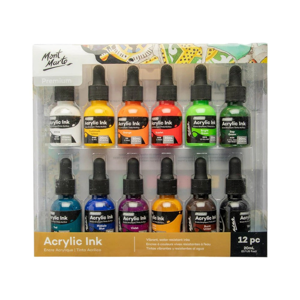 Mont Marte Vibrant Acrylic Ink 12pc Set