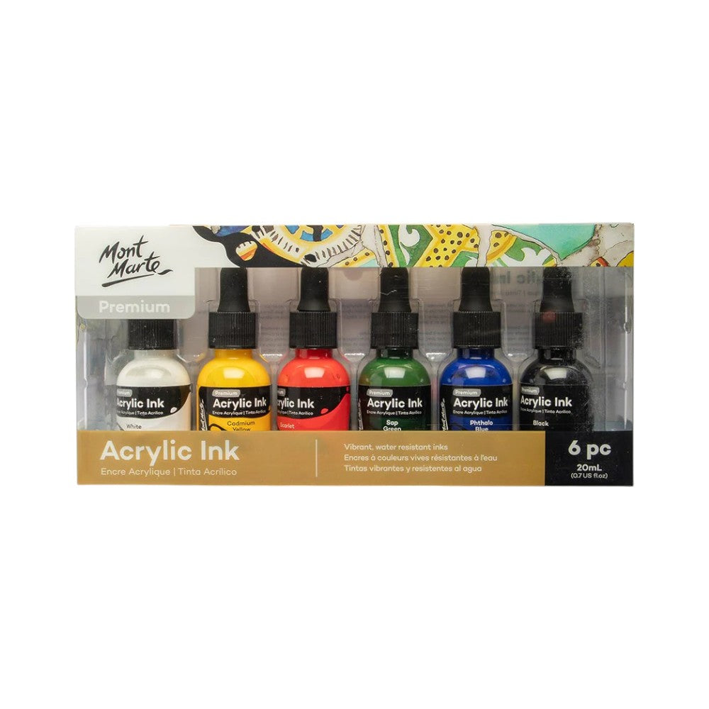 Mont Marte Vibrant Acrylic Ink 6pc Set