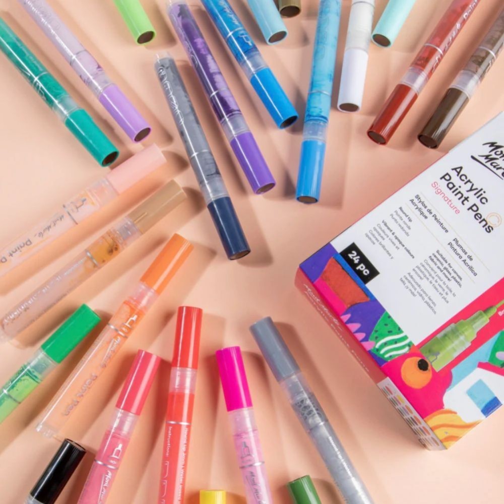 Mont Marte Acrylic Paint Pens - Broad Tip - 24pc Opaque - Colour Chart