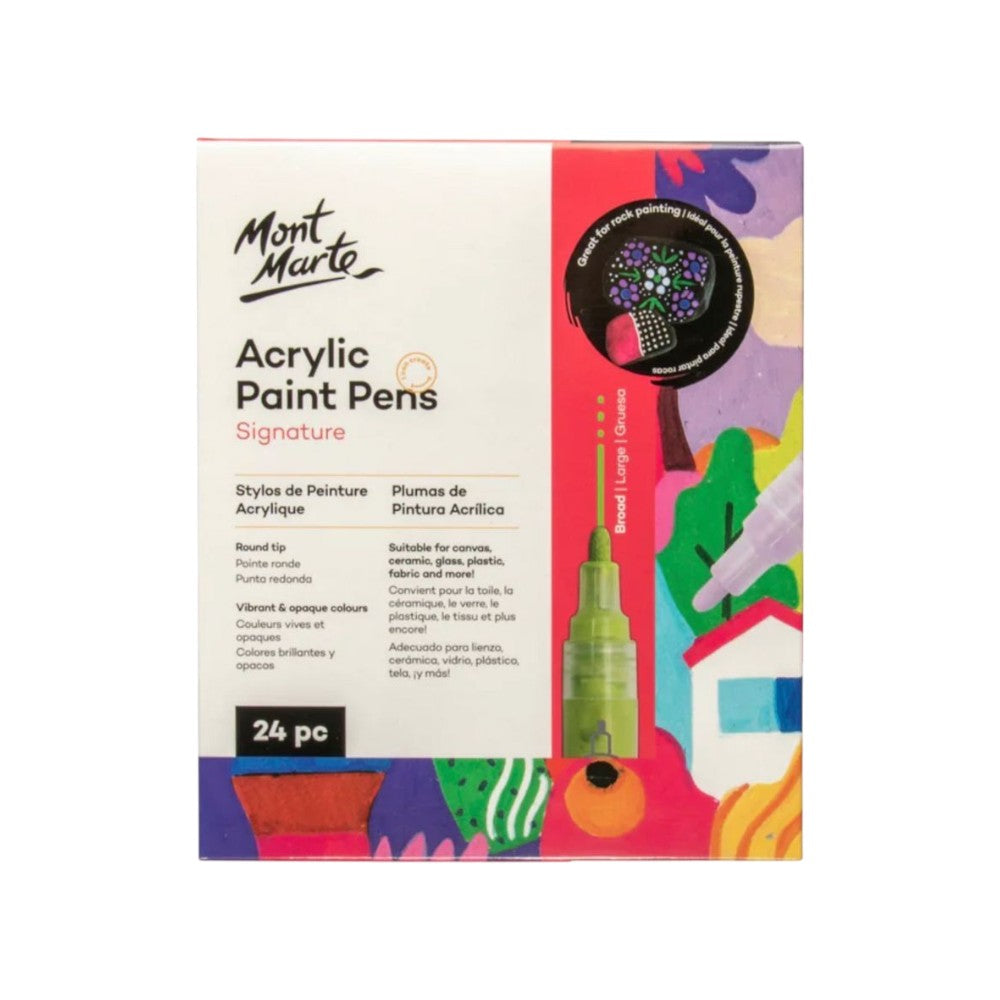 Mont Marte Acrylic Paint Pens - Broad Tip - 24pc Opaque - Front View