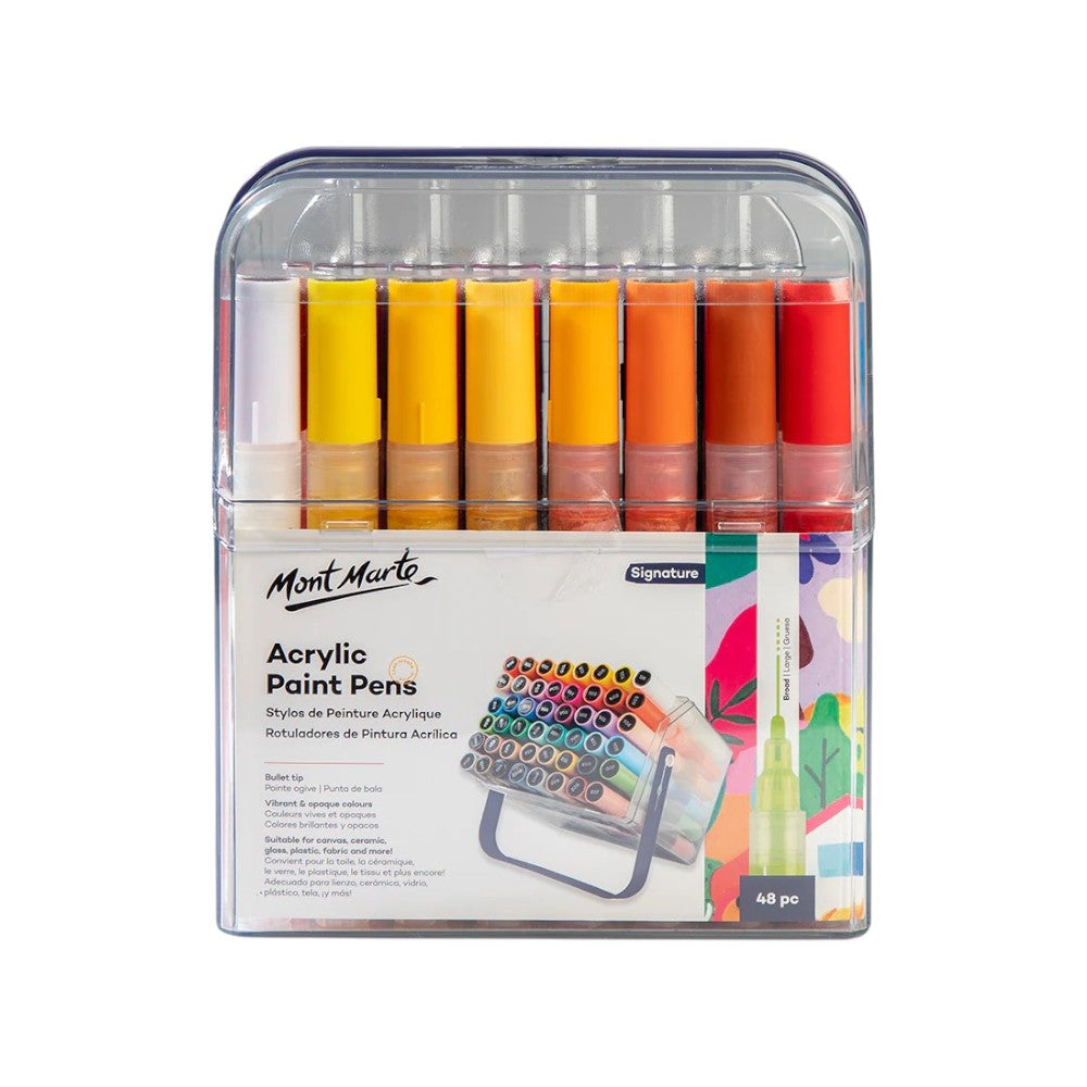 Mont Marte Acrylic Paint Pens - Broad Tip - 48pc Opaque (In Case) - Front View