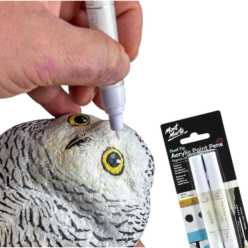 Mont Marte Acrylic Paint Pens - Dual Tip - 2pc White - Colour Chart