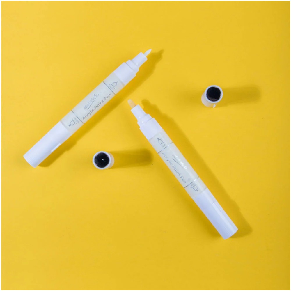 Mont Marte Acrylic Paint Pens - Dual Tip - 2pc White - Open View