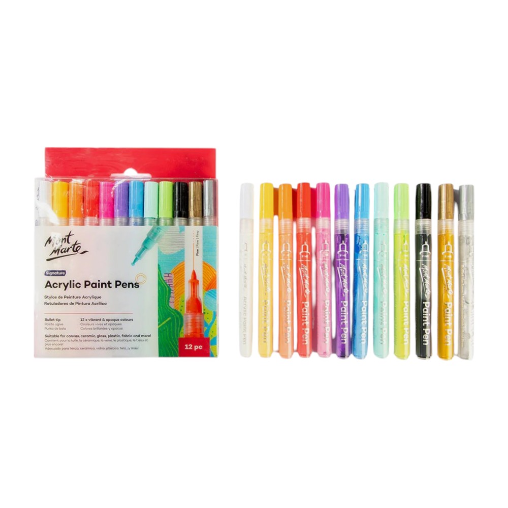 Mont Marte Acrylic Paint Pens - Fine Tip - 12pc Opaque - Open View