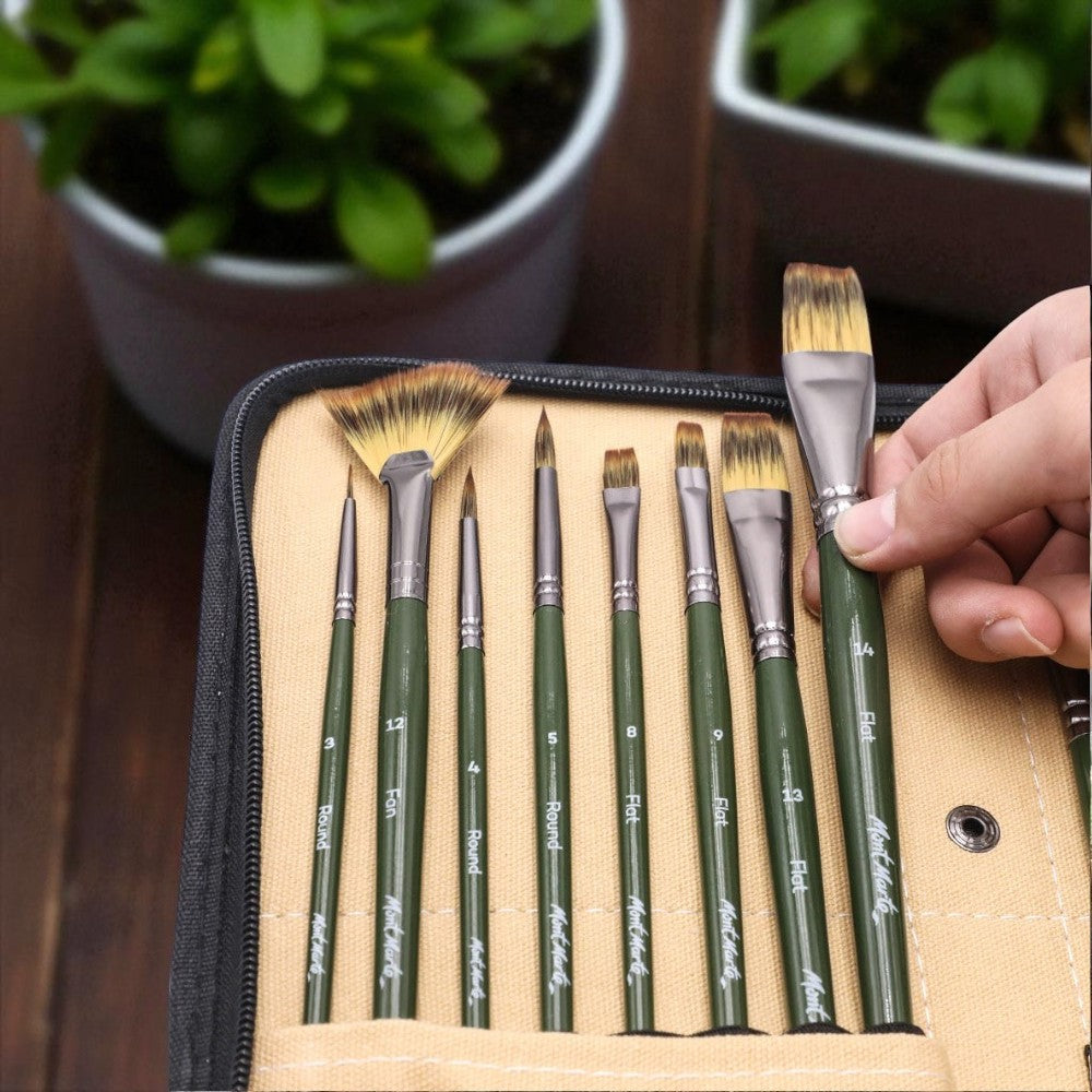 Mont Marte Signature Brush Set with Easel Wallet - 17pc Mont Marte