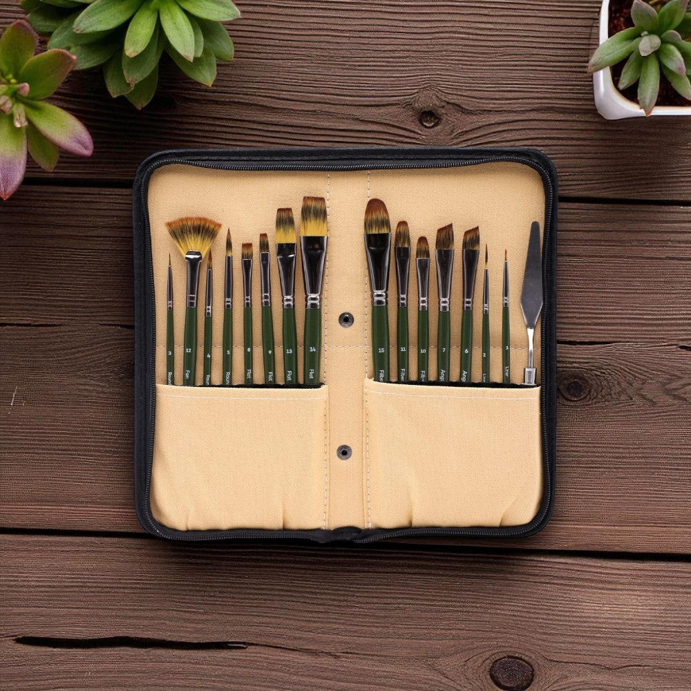 Mont Marte Signature Brush Set with Easel Wallet - 17pc Mont Marte