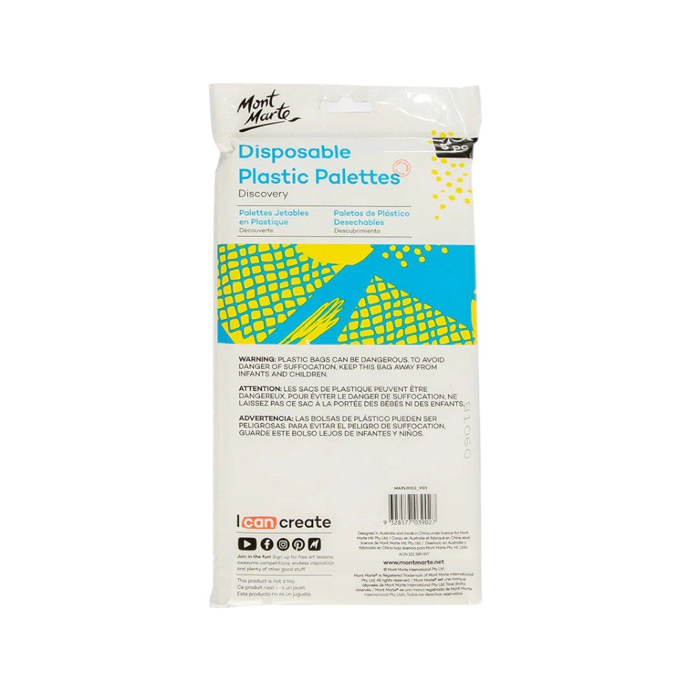 Mont Marte Discovery Disposable Plastic Paint Palettes - Set of 5