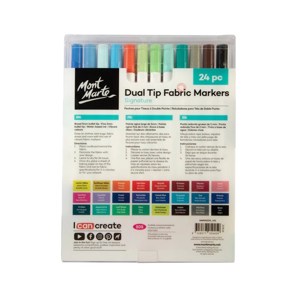 Mont Marte Signature Dual Tip Fabric Markers Sets - Choose