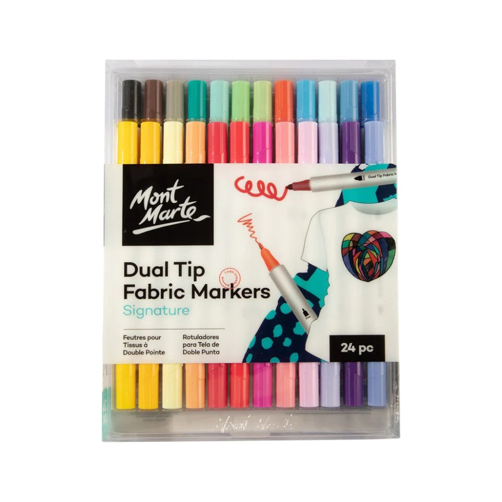 Mont Marte Signature Dual Tip Fabric Markers - 24pc Set