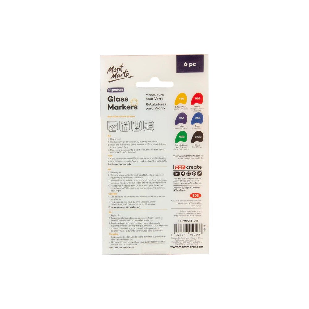 Mont Marte Glass Markers Set of 6