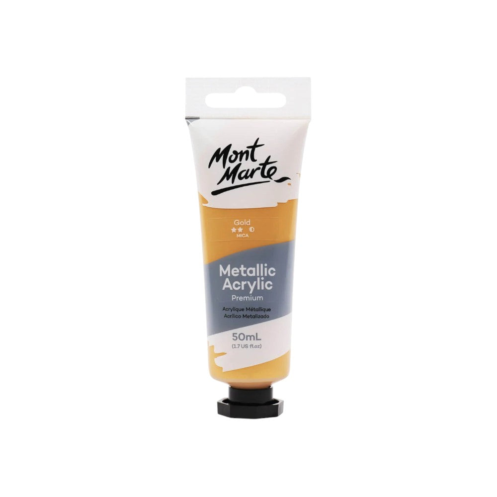 Mont Marte Metallic Acrylic Paint Premium 50ml Tube - Gold