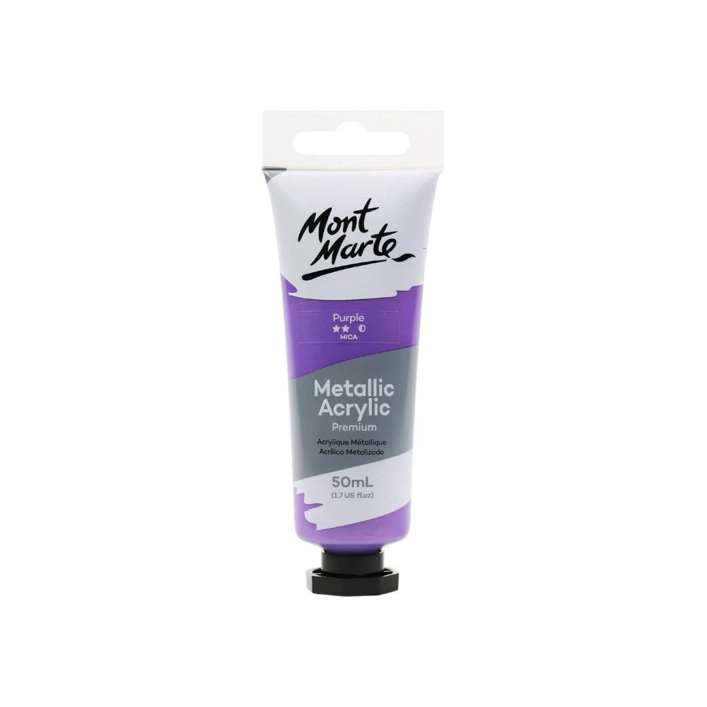 Mont Marte Metallic Acrylic Paint Premium 50ml Tube - Purple
