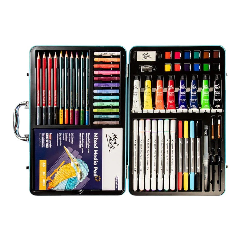 Mont Marte Mixed Media Art Set - 60 Pc Open View with Art Supplies
