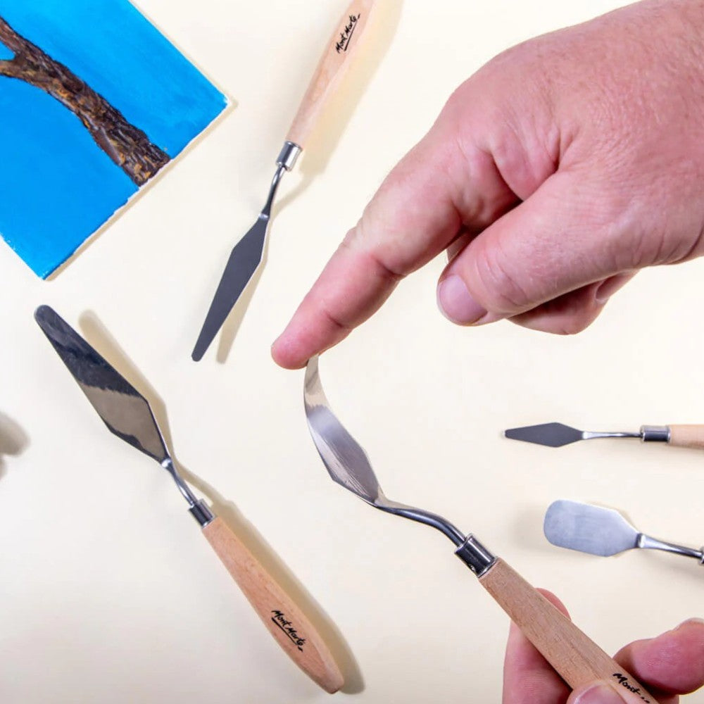 Artist Applying Thick Acrylic Paint Using Mont Marte Palette Knife