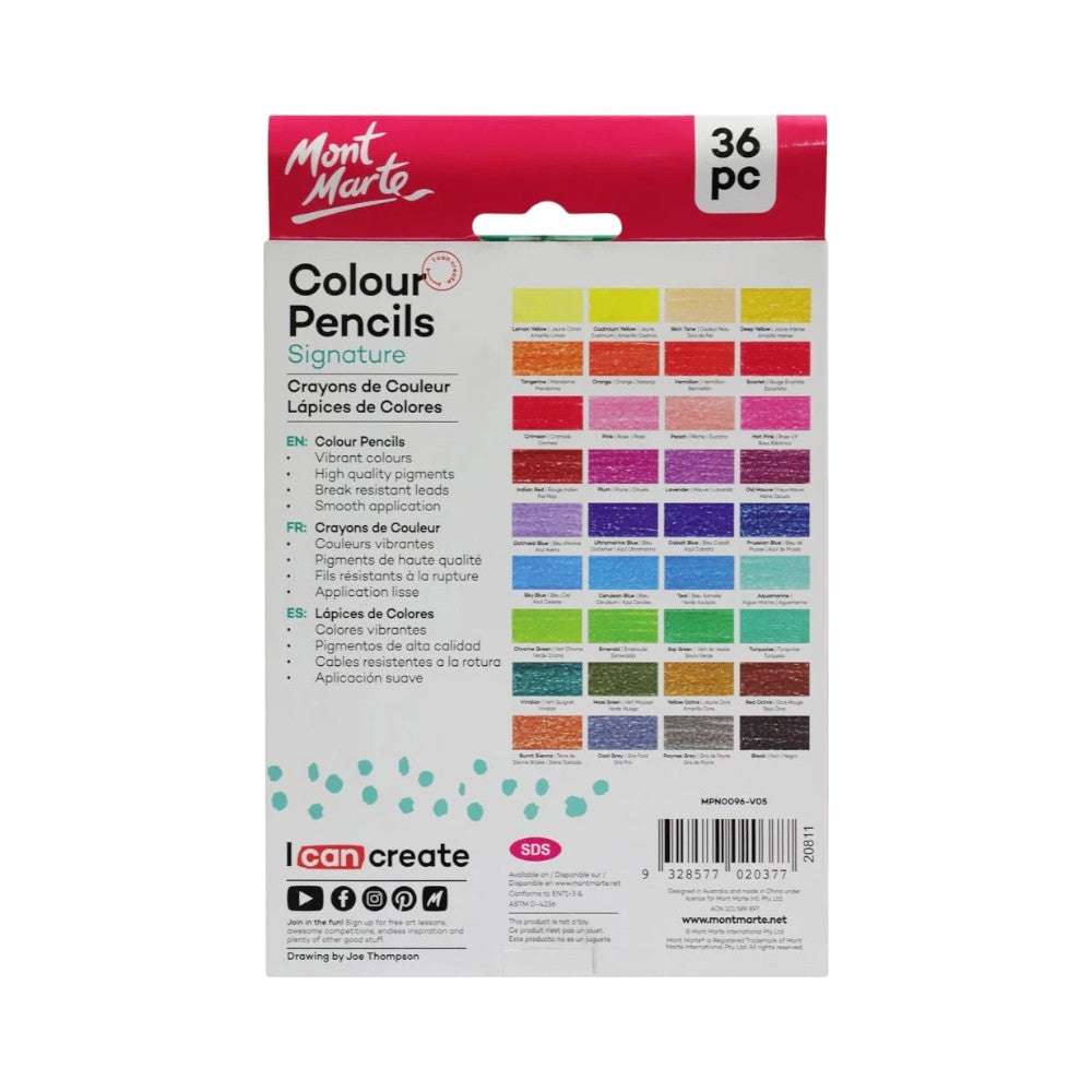Mont Marte Signature Colour Pencils - 12, 24, 36 Colours
