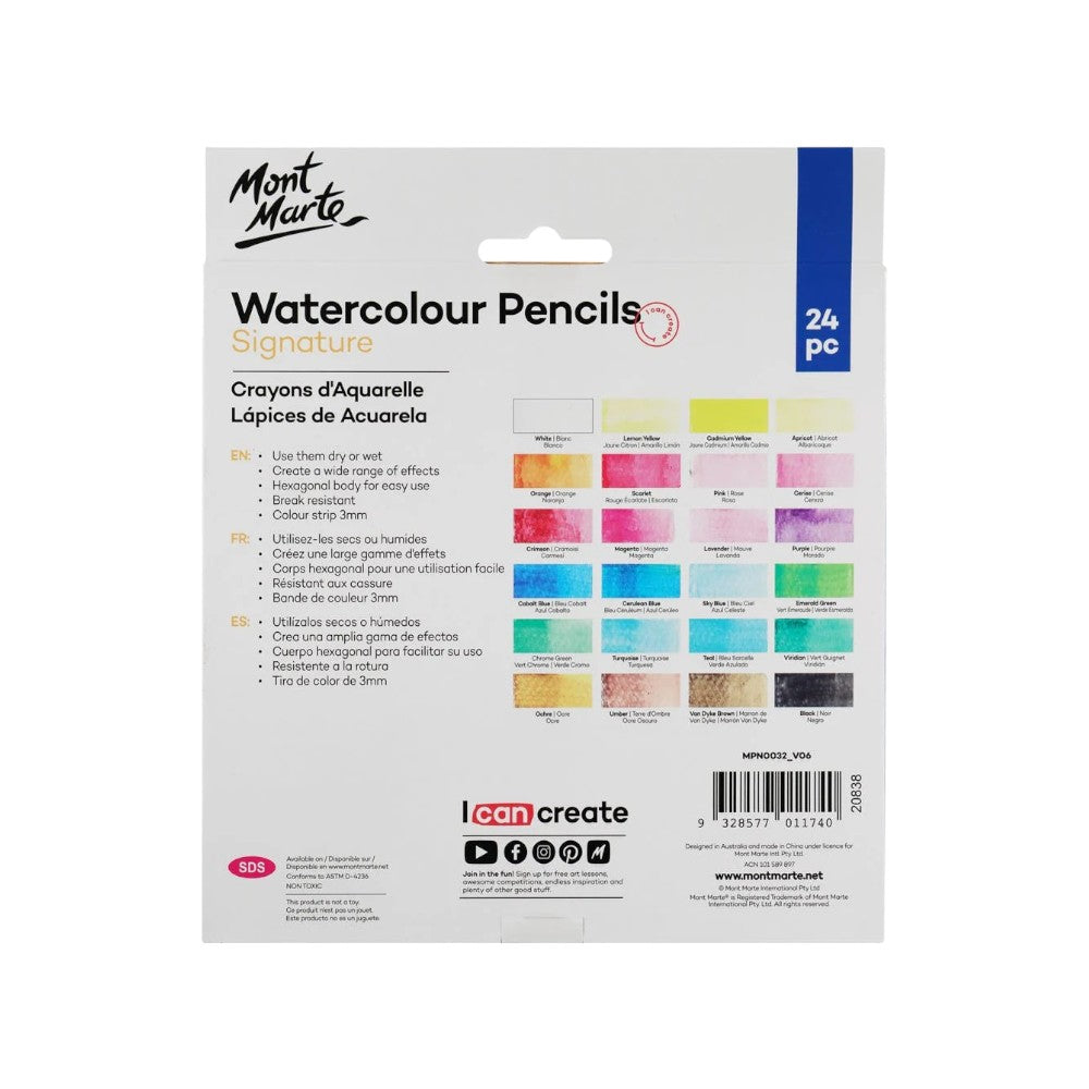 Mont Marte Signature Watercolour Pencils - 24pc - Back View