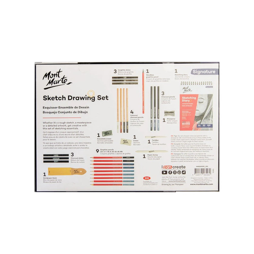 Mont Marte Sketch Drawing Set Signature 30pc - Back View