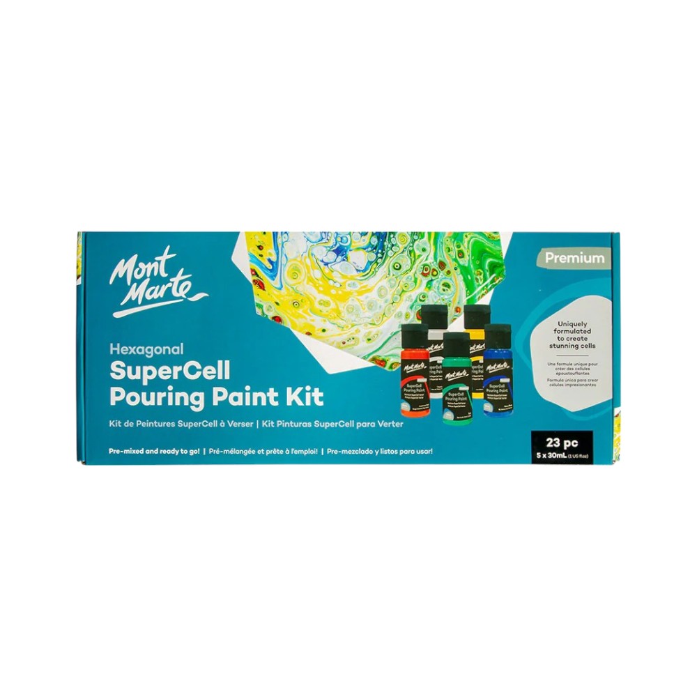 Mont Marte SuperCell Pouring Paint Kit 23pc - Front View