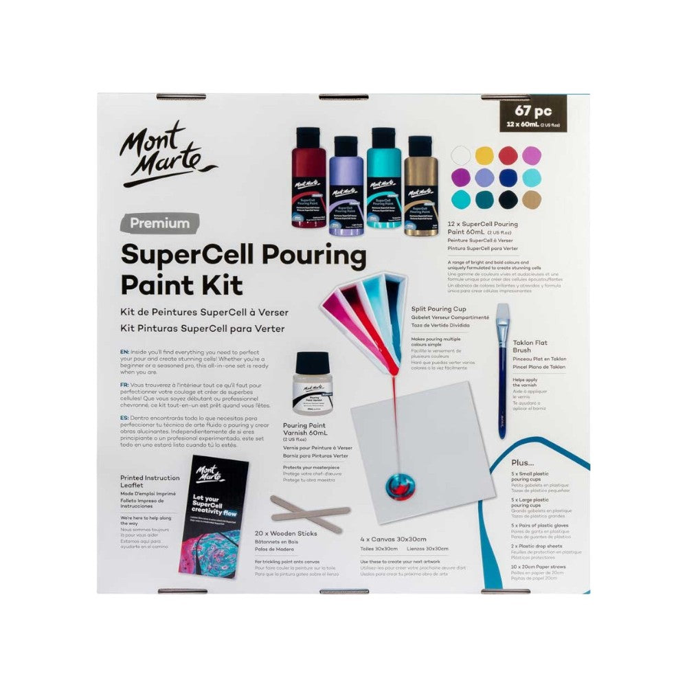 Mont Marte SuperCell Pouring Paint Kit 67pc - Back View